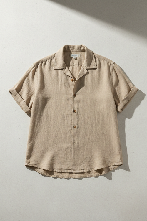 Camisa Lino Hombre Manga Corta
