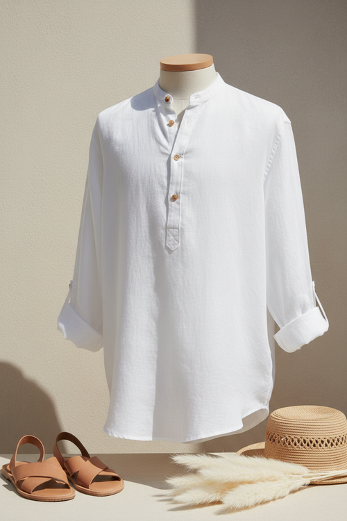 Camisa Lino Hombre Manga Larga