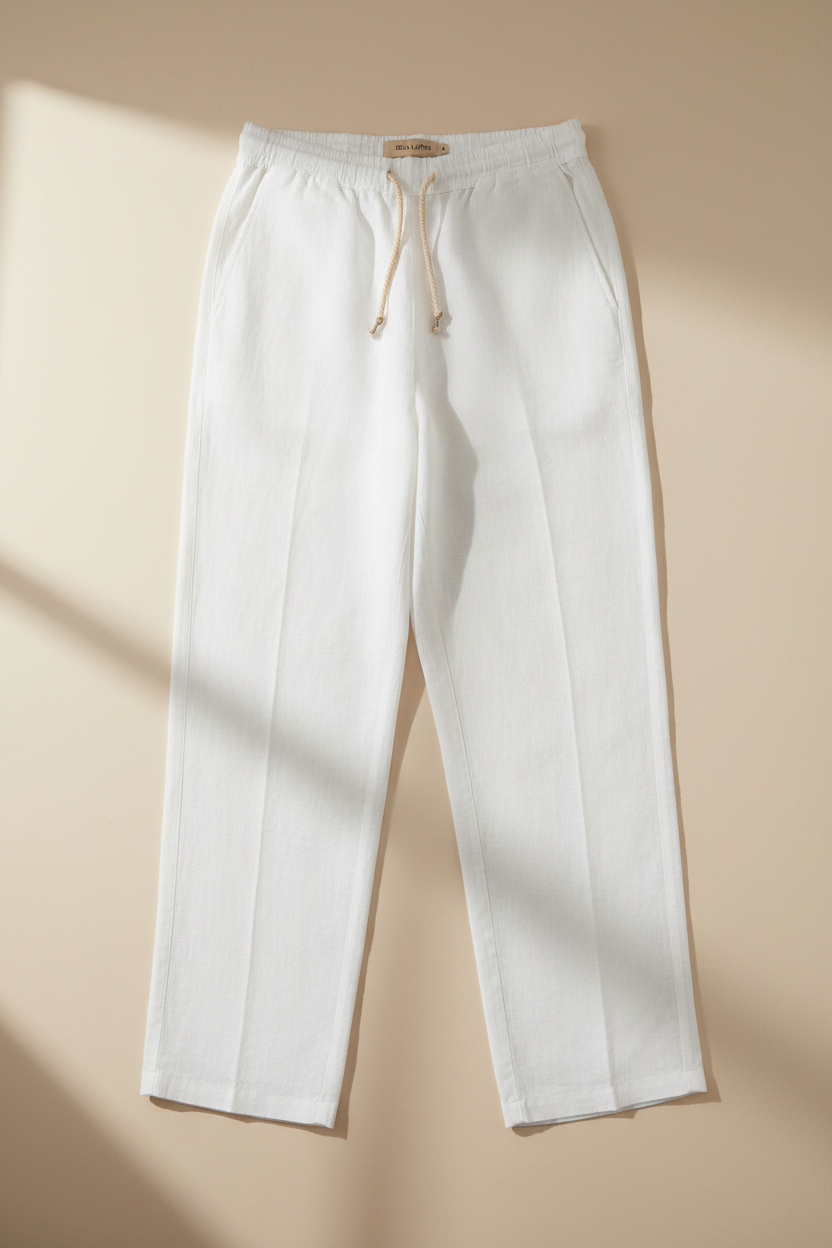 Pantalones Lino Blancos Hombre